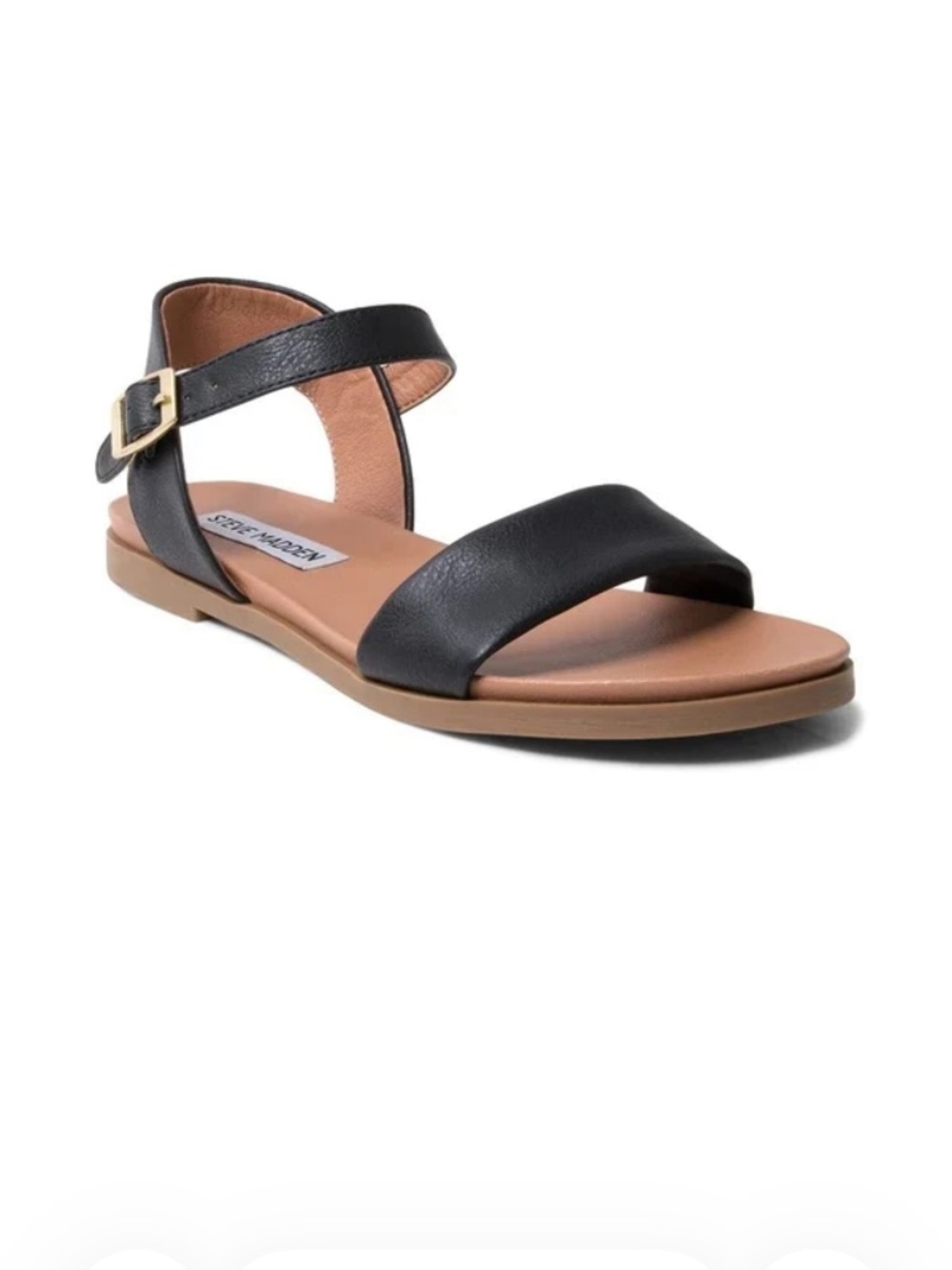 Steve Madden Black Leather Ankle-Strap Daelyn Sandal